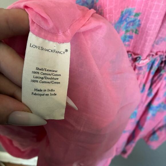 LOVESHACKFANCY CottageCore Angie Maxi Dress Puff Sleeve in Hot Pink Floral 4 S - Picture 12 of 14